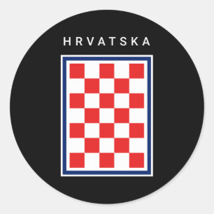 Croatian Checker Blue Hrvatska Classic Round Sticker