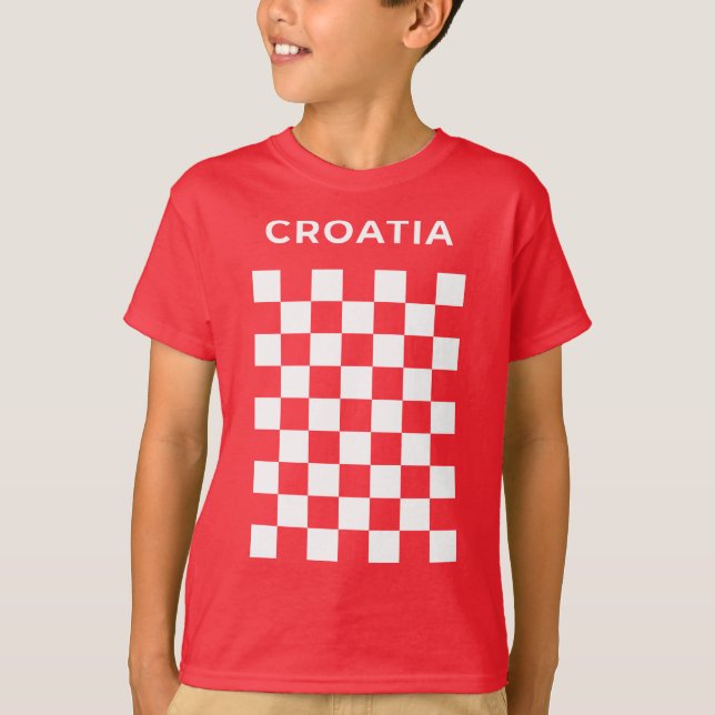 Croatian Checker White T-Shirt (Front)