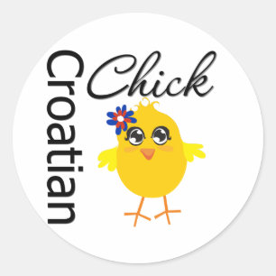 Croatian Chick Classic Round Sticker