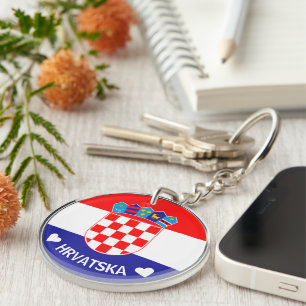 Croatian Coat of Arms Hrvatski grb w/Text Key Ring