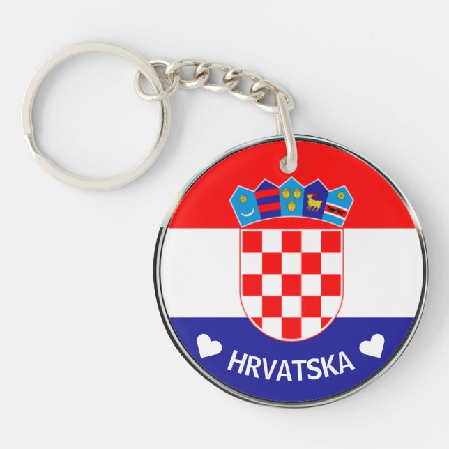 Croatian Coat of Arms | Hrvatski grb w/Text Key Ring (Front)