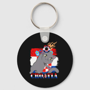 Croatian Flag Cat Croatian Soccer Croatian Roots C Key Ring