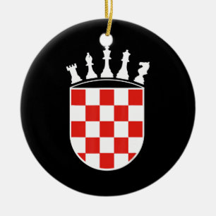 Croatian Flag Colours Chess Player Gifts for Croat Ceramic Tree Decoration