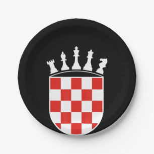 Croatian Flag Colours Chess Player Gifts for Croat Paper Plate