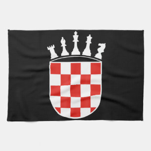 Croatian Flag Colours Chess Player Gifts for Croat Tea Towel