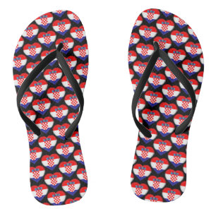 Croatian Flag Colours Hearts Pattern Patriotic Jandals