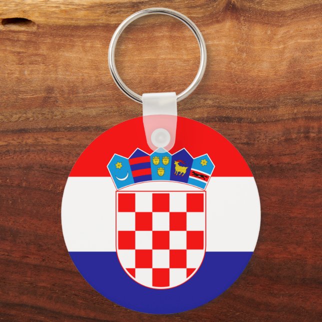 Croatian flag & Croatia holiday, travel / sports Key Ring (Front)