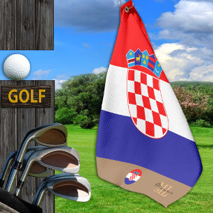 Croatian flag & Croatia, monogrammed / Golf Towel