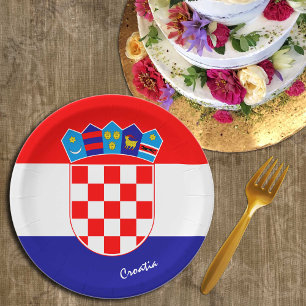 Croatian flag & Croatia party patriots /sports Paper Plate