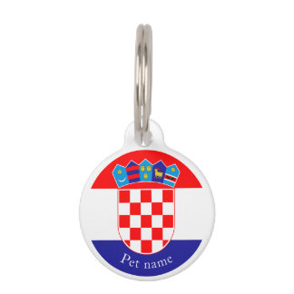 Croatian Flag Emblem with Name Pet ID Tag