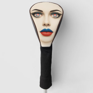 Croatian Flag Face – Eyes & Lips Pop Art Portrait Golf Head Cover