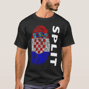 Croatian flag fingerprint motif split T-Shirt