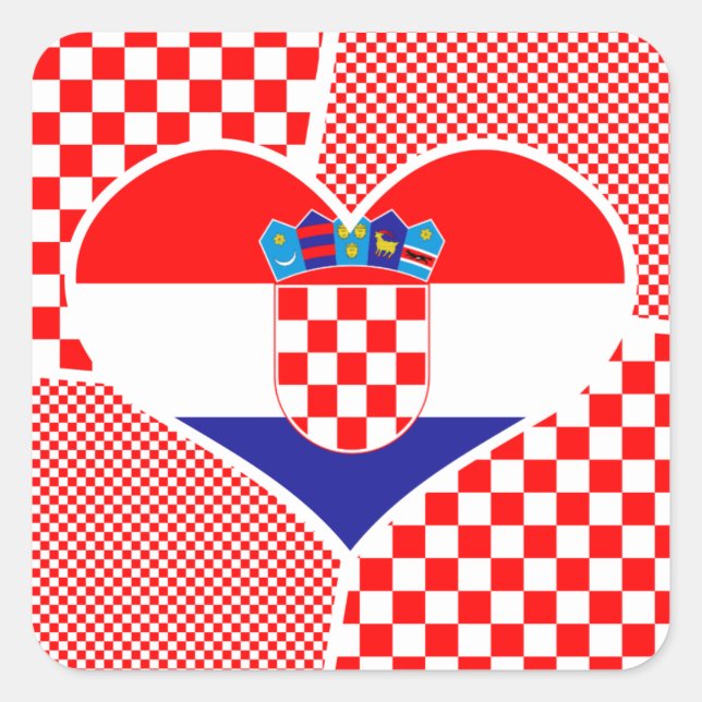 Croatian Flag in Heart Square Sticker (Front)