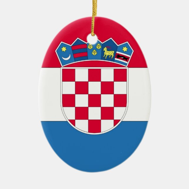 Croatian Flag or Flag of Croatia Ceramic Tree Decoration (Front)