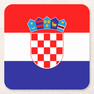 Croatian Flag Square Paper Coaster