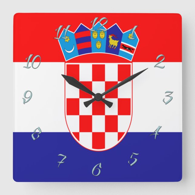 Croatian flag square wall clock (Front)