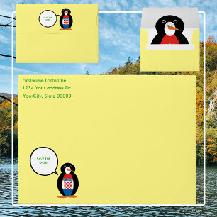 Croatian Flag Talking Ms Penguin Personalised Envelope