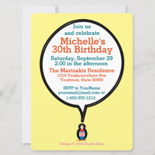 Croatian Flag Talking Ms Penguin Personalised Invitation