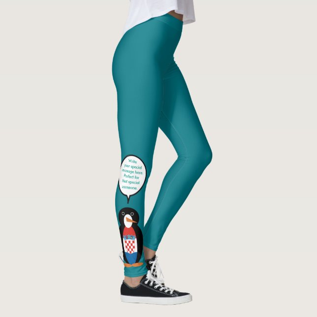 Croatian Flag Talking Ms Penguin Personalised  Leggings (Right)