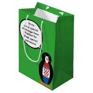 Croatian Flag Talking Ms Penguin Personalised Medium Gift Bag