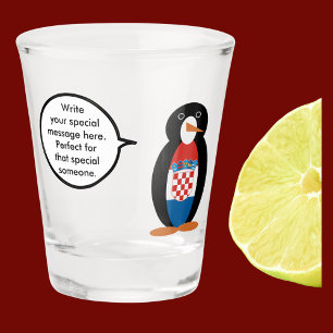 Croatian Flag Talking Ms Penguin Personalised  Shot Glass