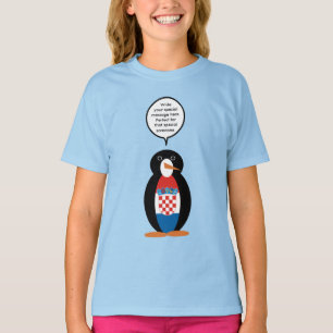 Croatian Flag Talking Ms Penguin Personalised  T-Shirt