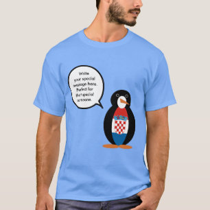 Croatian Flag Talking Ms Penguin Personalised  T-Shirt