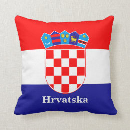 Croatian Flag With Custom Text Cushion