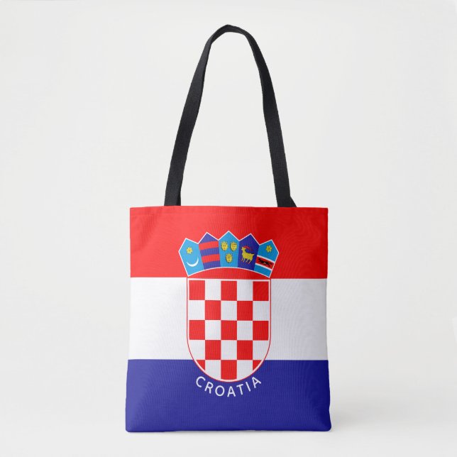 Croatian Flag With Custom Text Hrvatska Zastava Tote Bag (Front)
