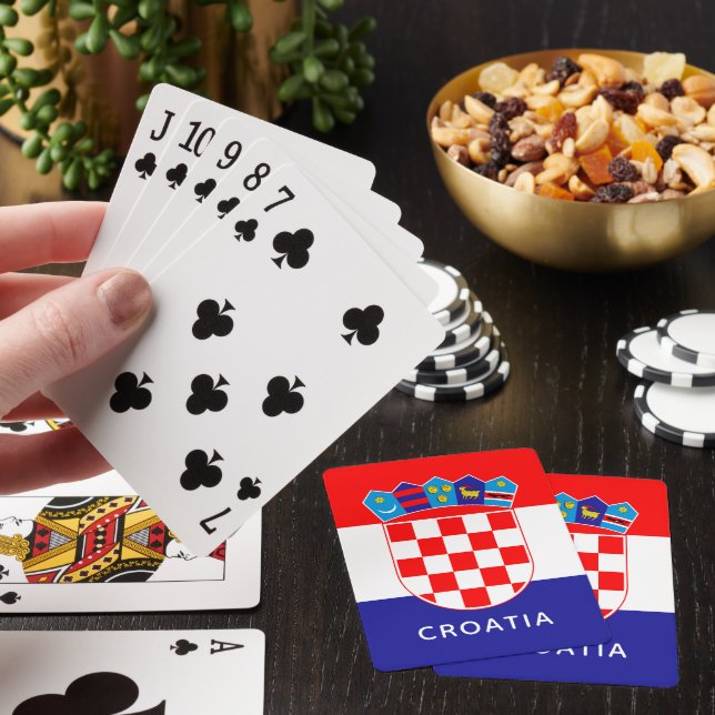 Croatian Flag With Customisable Text Playing Cards (In Situ)