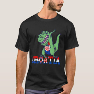 Croatian Football Dabbing Dino Hrvatska Croatia Fl T-Shirt