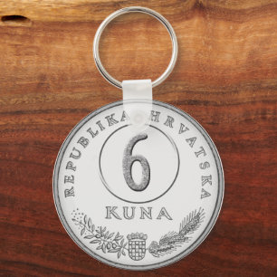 Croatian Kuna Coin Keychain–Customizable Backside Key Ring