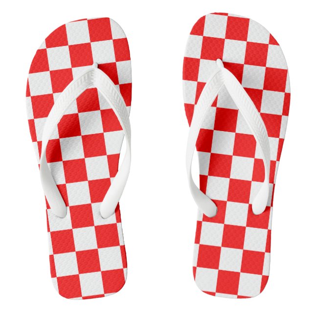 Croatian Red and White Checkers Jandals (Footbed)