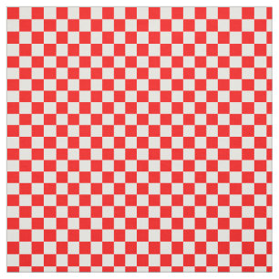 Croatian Red White Checkers Geometric Pattern Fabric