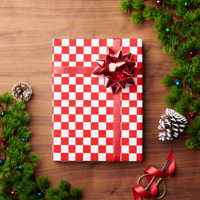 Croatian Red White Chequered Pattern Wrapping Paper (Holiday Gift)