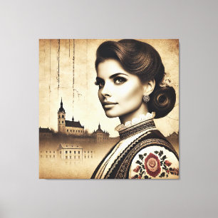 Croatian Roots with Colorful Motif women Canvas Print