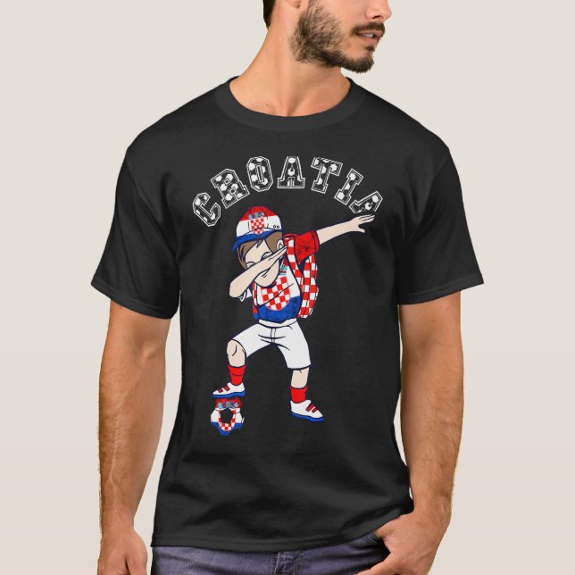 Croatian Soccer Team Dabbing Boy Croatia Croatian  T-Shirt (Front)