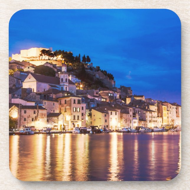 Croatian town Sibenik at night. Coaster (Front)