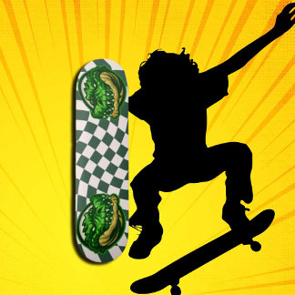 Croc Heads Chequerboard Design Skateboard