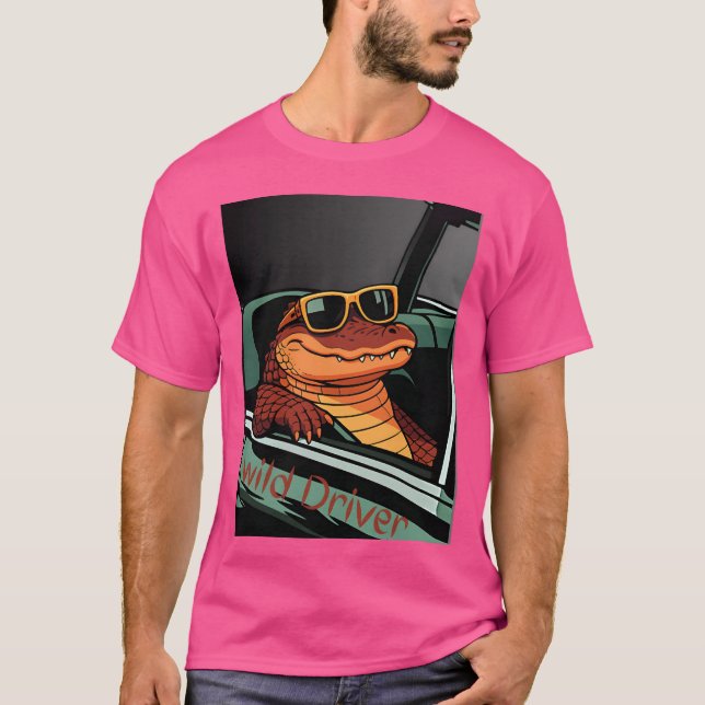 Croc in Car Wild Driver girl T-Shirt (Front)