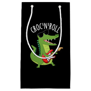 Croc N Roll Funny Crocodile Pun Dark BG Small Gift Bag