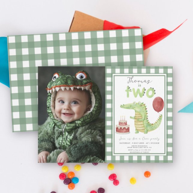 Croc Party | Cute Crocodile Two Croc Birthday Invitation (Creator Uploaded)