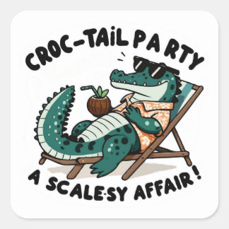 Croccy! - Cool Croc-tail Party  Square Sticker