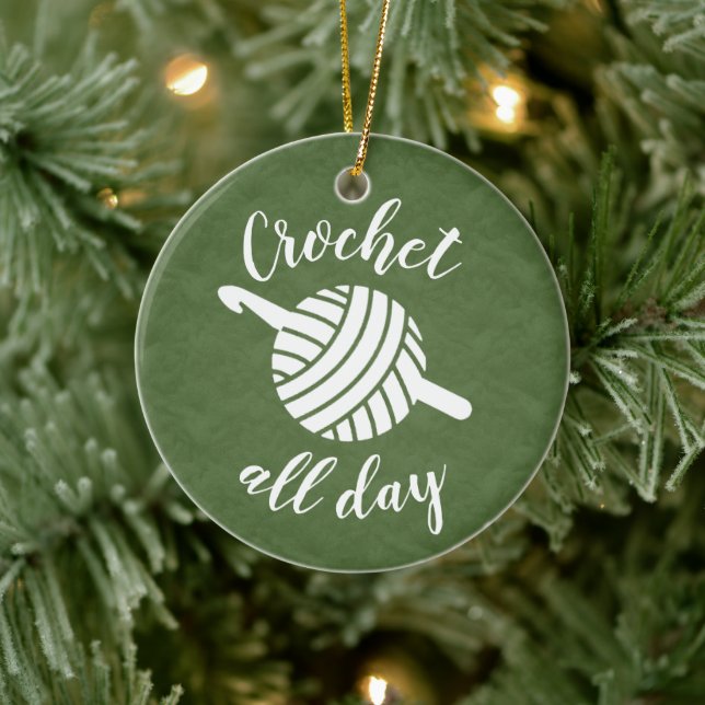 Crochet All Day Yarn Ball + Hook Crafts Ceramic Tree Decoration (Tree)