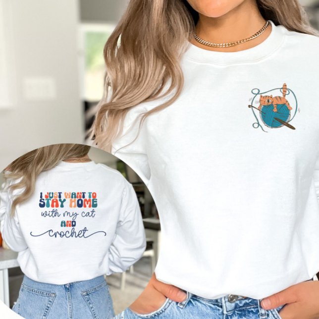 Crochet and Cat Lover Pocket Design Sweatshirt (Creator Uploaded)