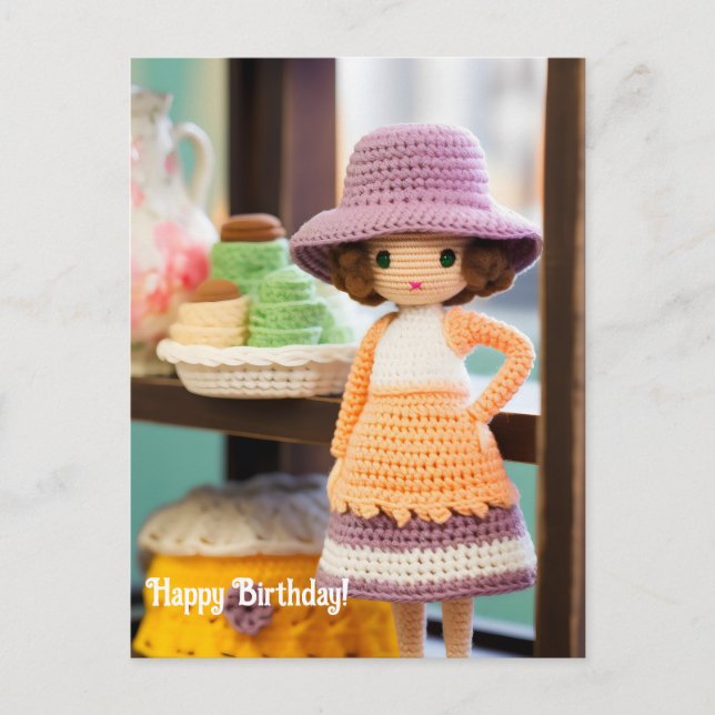 Crochet and cupcakes Birthday Postcard (Front)