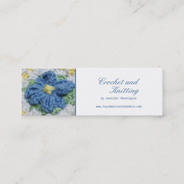 Crochet and Knitting customisable business card (Front)