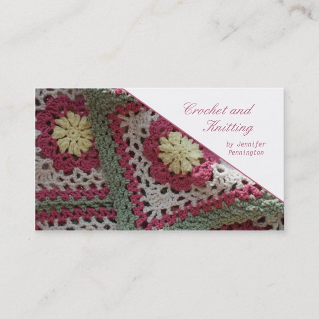 Crochet and Knitting customisable business card (Front)