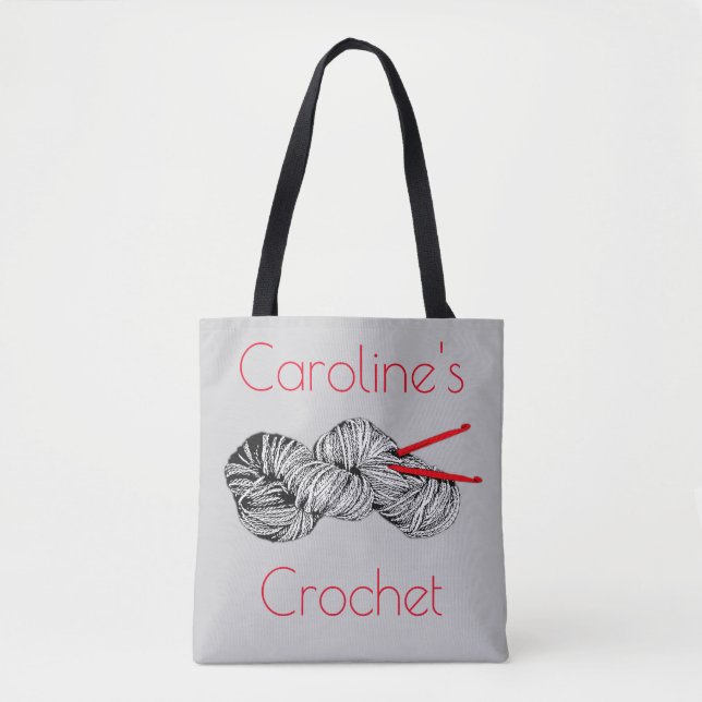 Crochet and yarn, crafts, with your name tote bag (Front)