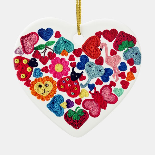 Crochet Appliques Heart Ornament (Front)